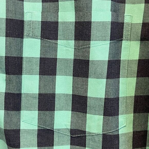 GOODTHREADS Button-down Shirt Mens XL Black Green Buffalo Plaid Poplin Standard - Picture 15 of 15